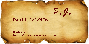 Pauli Jolán névjegykártya